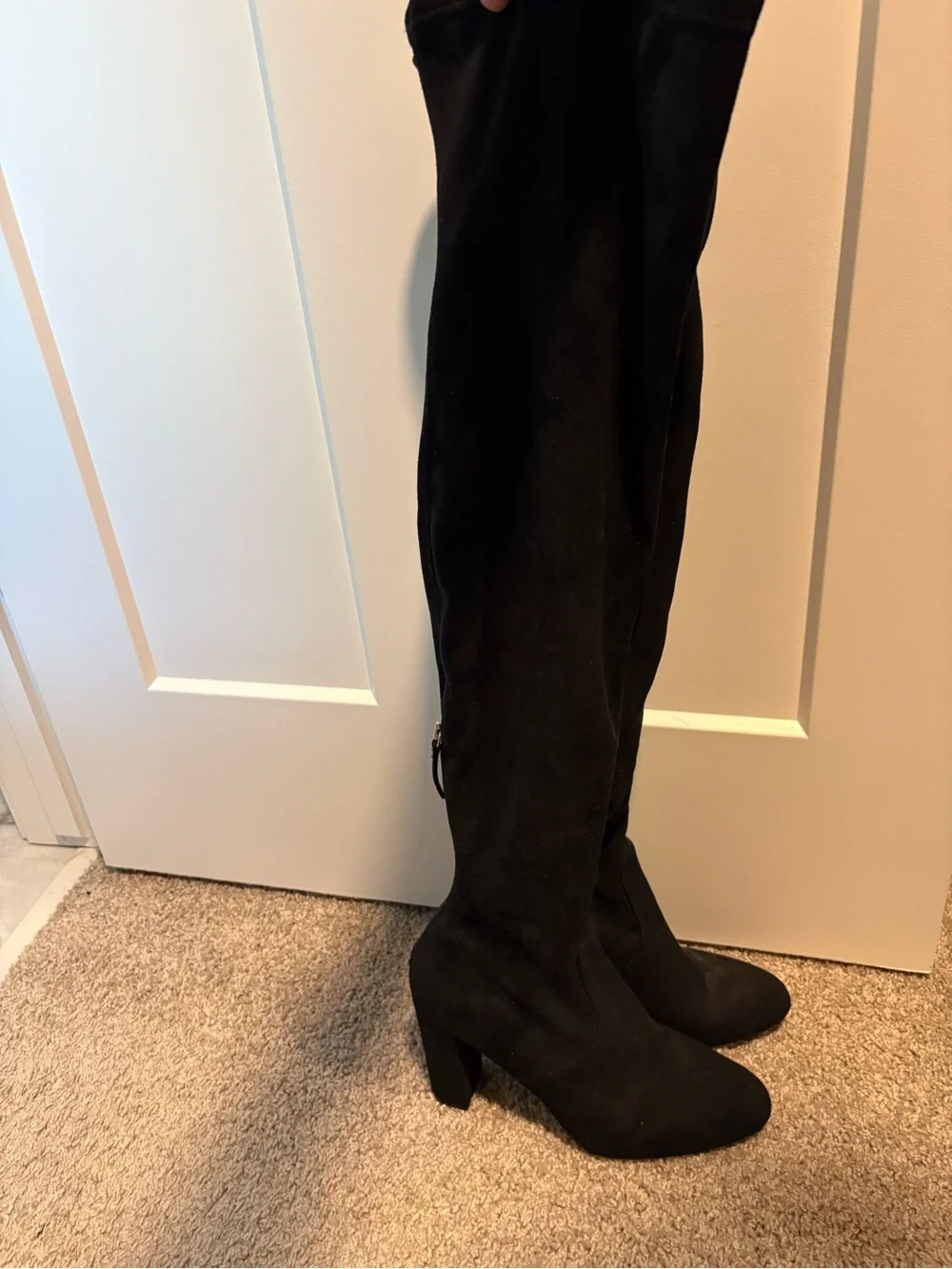 Steve Madden Black Over-the-Knee Suede Block Heel Boots